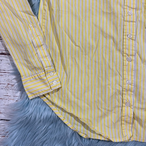 Evereve Yellow White Striped Button Down Top - Picture 6 of 8